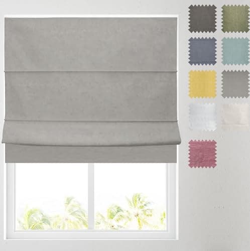 Image of Barnes Blinds - Linen Look Blackout Lined Roman Blind - choice of standard or deluxe headrail - Choice of Deluxe or Standard Headrail - Durable Fittings Easy Fit (Grey 3ft (91.5cm))