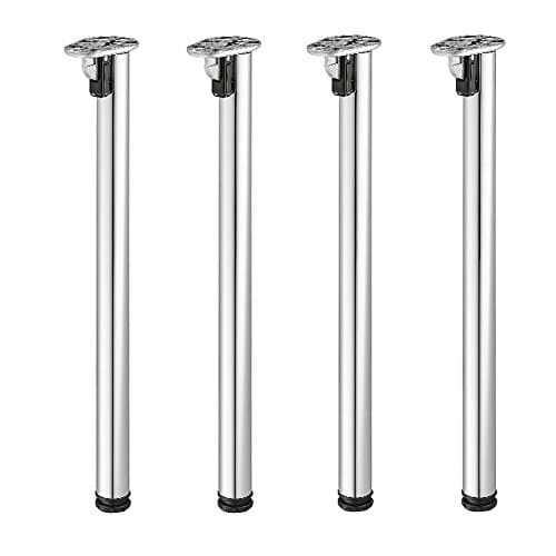 Image of Gedotec Table Legs for Folding Table Foldable Chrome Polished Furniture Feet Height-Adjustable – Rondella | Height 705 mm | Foot Tube Diameter 50 mm | Load Capacity 100 kg | Set of 4 - Round Feet