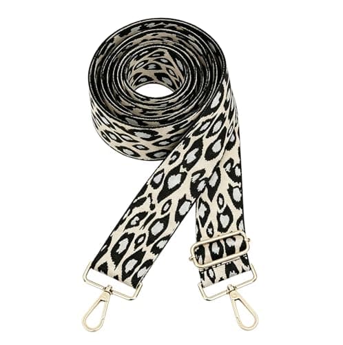 Image of Bag Straps UK Replacement Wide Crossbody Shoulder Strap for Handbag with Leopard Print Pattern JD001434