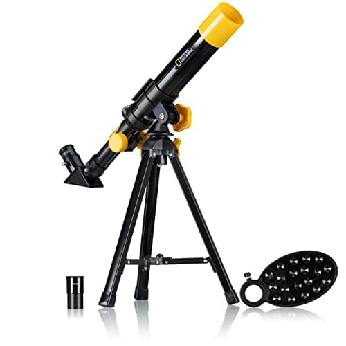 Image of National Geographic Lens Telescope 40/400 Table Telescope for Children with AZ Mount, 2 Eyepieces, Integrated Compass and Smartphone Holder, Black, 9140400