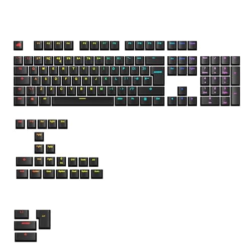 Image of GLORIOUS Gaming - GPBT Backlit Keycaps (Black) Translucent Shine Through Legends, Fits 100%, 75% 65% 60% Custom Mechanical Gaming Keyboards, Fits ANSI, ISO, Windows, Black English QWERTY Layout (UK)