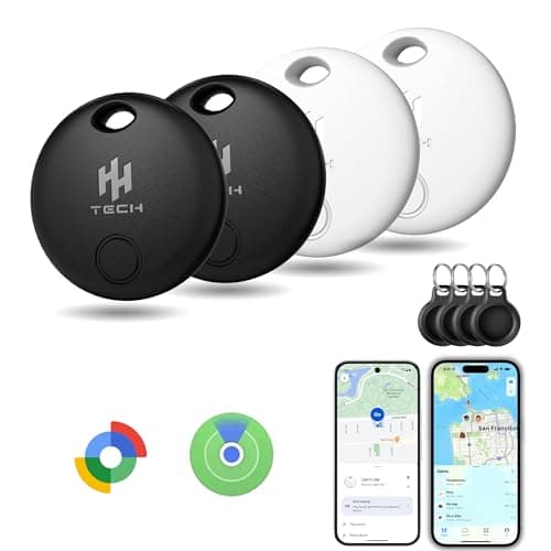 Image of HH-Tech Smart Tracker Tag Dual (Pack-4) For Apple and Android Devcies, Replaceable Battery, Easily Track Your Wallet, Bag, Suitcase, and More with Apple Find My App and Google Find Hub App