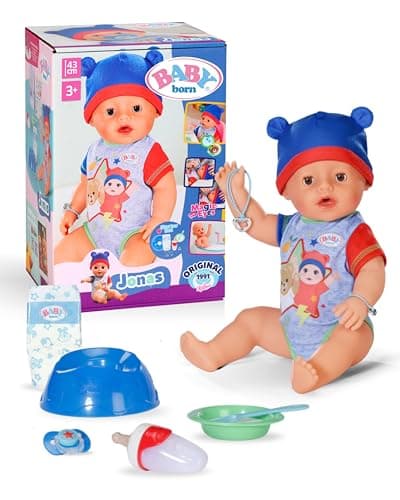 Image of BABY born Jonas 43cm, ​​Baby Doll with 10 lifelike functions and accessories- Suitable for Children Aged 3+