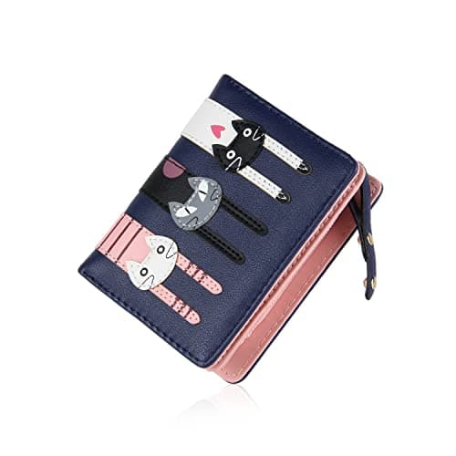 Image of EVEOUT Women's Wallet PU Leather Purse Cute Short Bifold Money Bag with Coin Purse Card Holder Blue