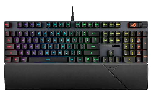 Image of ASUS ROG Strix Scope II Gaming Keyboard, pre-lubed ROG RX Blue clicky Optical switches, Sound-dampening Foam, PBT doubleshot keycaps, Streaming hotkeys, Multi-Function Controls, Wrist Rest