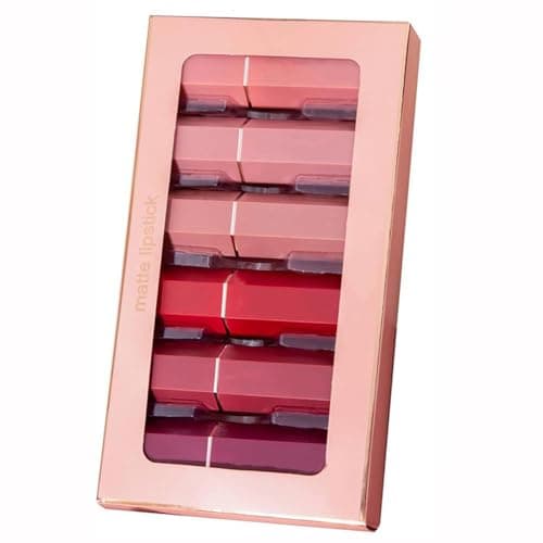 Image of Matte Lipstick Set 6 Colors Nude Moisturizer Smooth Lipstick Long Lasting Waterproof Lipstick Makeup Gift Set