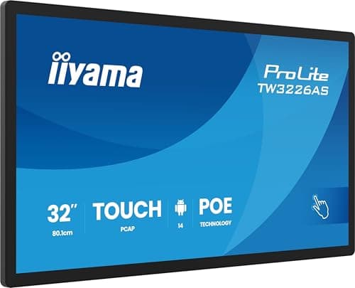 Image of iiyama Prolite TW3226AS-B3P 80.1 cm 31.5 Inch VA LED Monitor Full HD 10 Point Multitouch Capacitive Android 14 OS HDMI-Out USB 3.2/2.0/USB-C RJ45 PoE WiFi Bluetooth 24/7 3H Anti-Glare Black