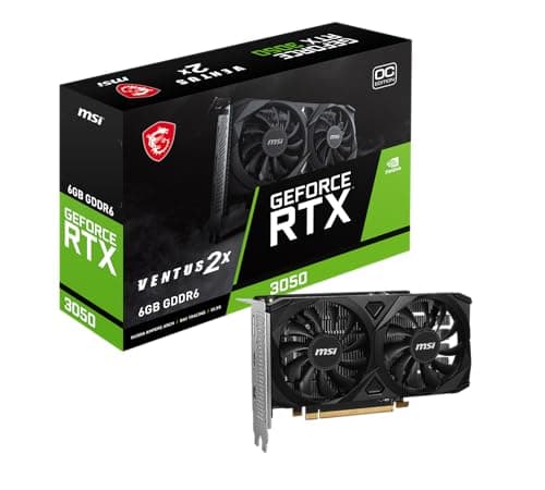 Image of MSI GeForce RTX 3050 VENTUS 2X E 6G OC Gaming Graphics Card - 6GB GDDR6, 1492 MHz, PCI Express Gen 4, 96-bit, 1x DP (v1.4a), 2x HDMI 2.1 (Supports 4K)