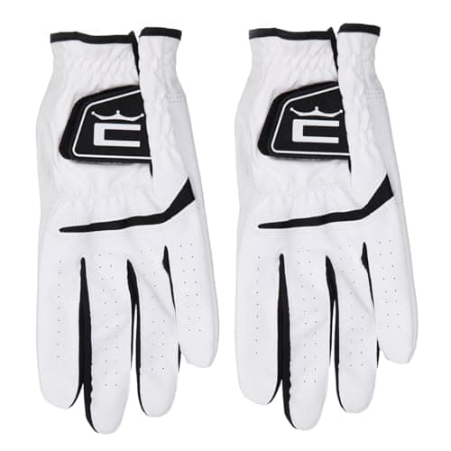 Image of COBRA Golf Mens Right Hand White Flex Cell Glove Twin Pack - Premium Leather Durable All Weather Grip Twin Glove Pack (2-Pack)