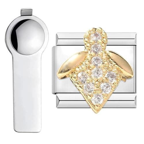 Image of VLYX Bracelet Charms Gold Link Personalized Set with Tool, Compatible with 9mm Italian Style