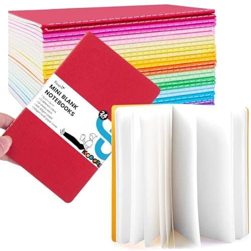 Image of Koogel 24Pcs Mini Notebooks,48 Pages Rainbow Colorful Blank Notepad Multipack Notebook for Students Writing Memos Diary Travel Supplies Making Plans,5.5 x3.5inch/14 x 9cm