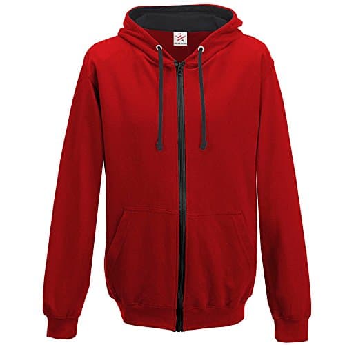 Image of Star and Stripes Contrast RED BODY with BLACK full zip Hoodie Large