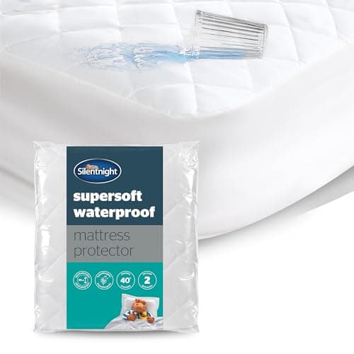 Image of Silentnight Supersoft Waterproof Mattress Protector - Luxury Quilted Quiet Bed Mattress Pad Cover with Extra Deep Fitted Skirt and Waterproof Protection - Super King
