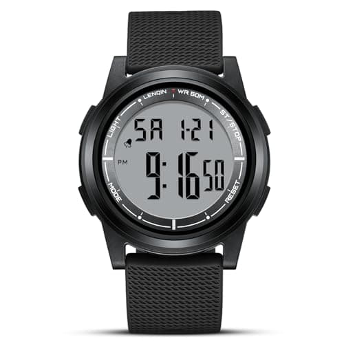 Image of HANPOSH Mens Watches Digital Watches for Men Waterproof Wrist Watch Sports Watch with EL Backlight/Stopwatch/Alarm
