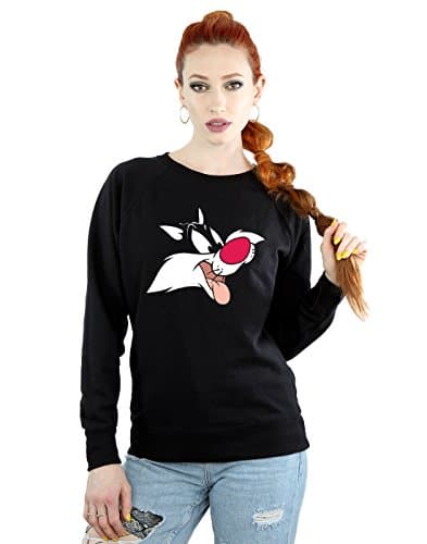 Image of LOONEY TUNES Women's Sylvester Face Sweatshirt Large Black
