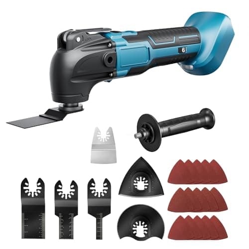 Image of Cordless Oscillating Multi-Tool for makita 18V Battery (NO Battery) Brushless Oscillating Kit with 6 Variable Speeds for Removing, Scraping, Cutting with 23 Accessories