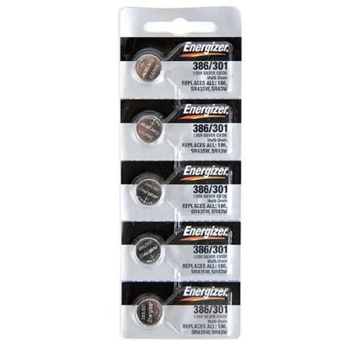 Image of Energizer 301 Button Cell Silver Oxide Watch SR43SW Electonic Battery Pack of 5 Batteries by Energizer