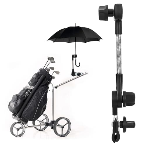 Image of Haefan Golf Umbrella Holder for Trolley Adjustable Golf Cart Connector Clip to Handlebar Push Cart Black Umbrella Stand Clamp Attachment for Motocaddy, Powakaddy All Models Stroller Buggy Wheelchair