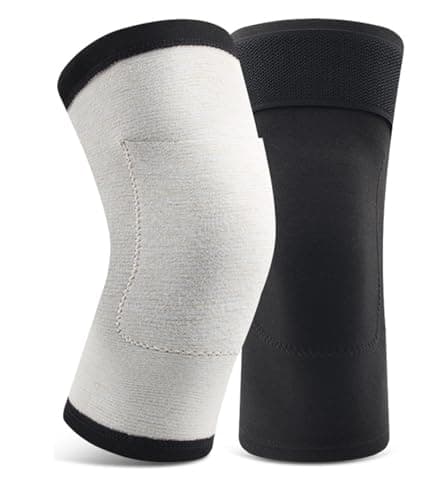 Image of Cysocool Men Women Thermal Velvet Knee Warmers with Heat-pack Pocket, Stretchy Non-Slip Knee Braces with Elastic Band Extra Soft Winter Knees Sleeves Joint Pain Relief Arthritis Aid Kneepad,Black XL