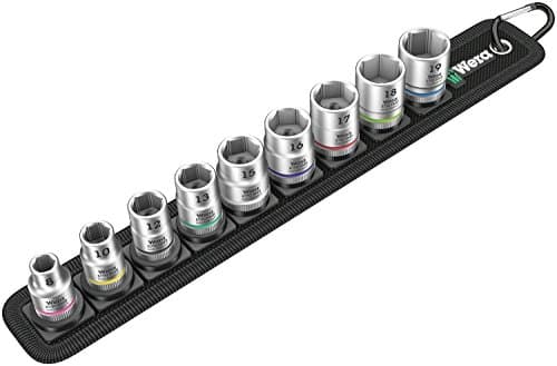 Image of Wera 05003973001 Belt B 4 Zyklop Socket Set, Black, 3/8-Inch, Set of 9 Pieces
