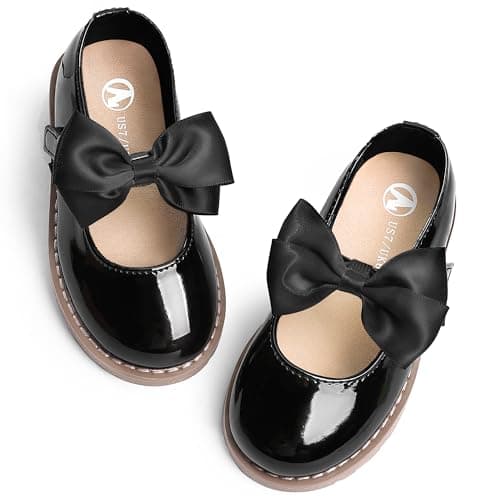Image of FUPPIA Toddler Girl Dress Shoes-Little Girl Mary Jane Shoes School Uniform Shoes Wedding Party Casual Soft Walking Black Size 12