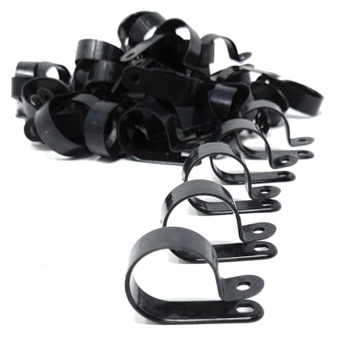 Image of 100pcs. P-Clips Plastic Nylon for Hose, Pipe, Cable, Wire, Tubing Wall Clamp Mount (Black, 4.8mm)