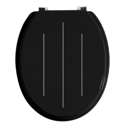 Image of Premier Housewares 1604097 Toilet Seat Black Toilet Seats Soft Close Zinc Toilet Seat Fittings Alloy Toilet Seats - Black 46 X 37 X 6 Cm