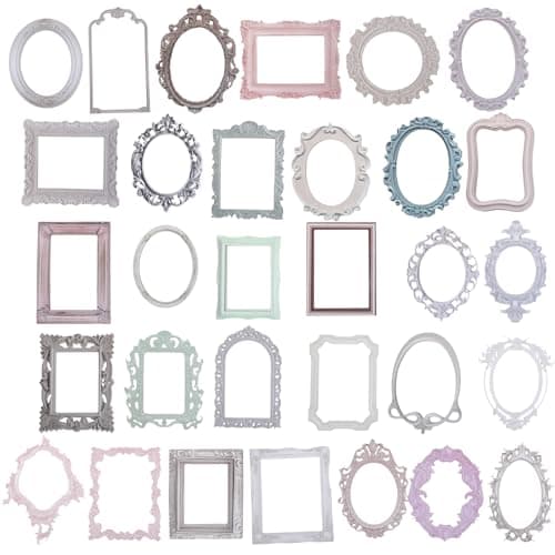 Image of Jeffdad 40PCS Vintage Embossed Frames Scrapbook Paper Hollow Relief Frame Collage Card Notebook DIY Decoration Junk Journal Crafts Journaling Scrapbook Supplies