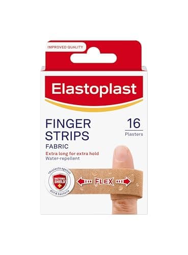 Image of Elastoplast Extra Flexible Finger Strip Plasters (16 Pieces), Flexible and Durable Plasters for Fingers, Stretchy Fabric Plasters, Plasters Waterproof