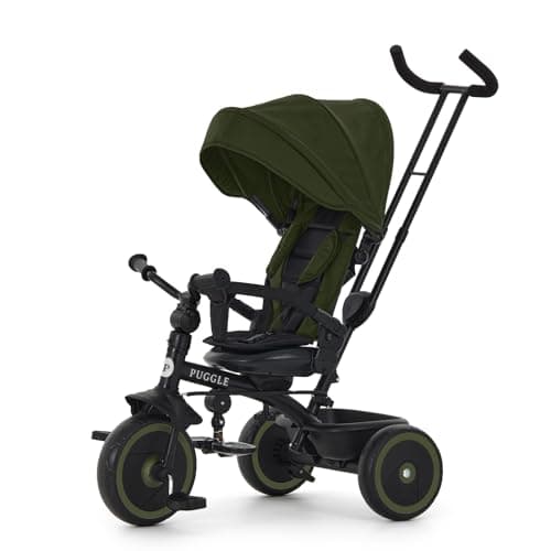 Image of Puggle Easy Twist 6-in-1 Folding Trike with Parent Handle - Khaki (9 Months - 5 Years)