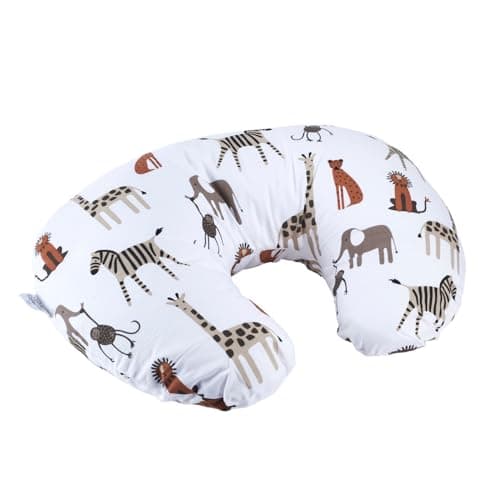 Image of Cuddles Collection Nursing Pillow with 100% Cotton Cover - Removable Cover Breastfeeding Pillows for Comfortable Nursing Support Baby Pillow (Animal Kingdom)
