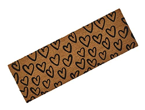 Image of PRIDE OF PLACE | Astley Hand-Drawn Hearts Coir Mat | Natural Printed Coir Doormat with PVC Backing | Sustainable, Biodegradable, Durable Entrance Mat | 40 x 120cm