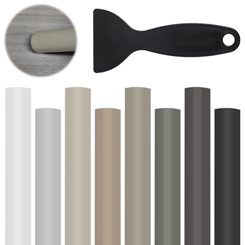 Image of 8Pcs Wax Filler Sticks with Scraper, Laminate Floor Repair Kit Furniture Repair Wax Crayons Kit Wood Filler Stick Multi-Surface Wax Repair Sticks for Wood Furniture Table Door Guitar Scratches Holes
