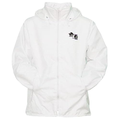 Image of Men's Waterproof Bowling Jacket – White Fleece-Lined Lawn Bowls Coat, Windproof Zip-Up with Detachable Hood- Elasticated Cuffs & Zip Pockets Bowling Outerwear (Jacket L)