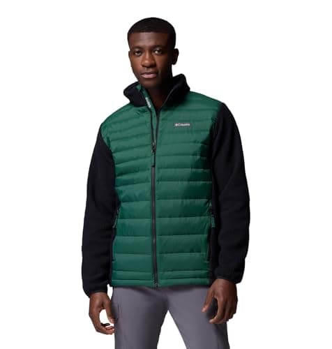 Image of Columbia Men's Juniper Peak Hybrid Jacket, Puffer Jacket, Rain Forest/Black, Medium
