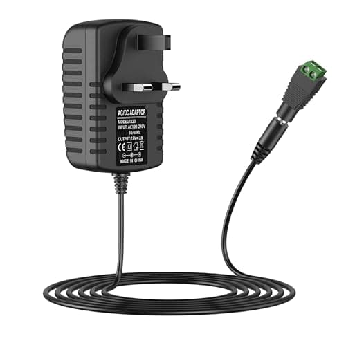 Image of Demark 12V 2A Power Supply for LED Strip Lights, 100-240V AC to DC 12V Converter Adapter Driver Transformer, 24W UK Plug with 1.5M Cable, 5.5mm x 2.1mm Jack (1m)