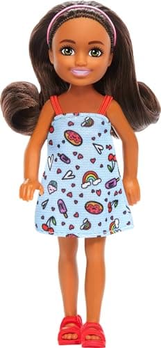 Image of Barbie Chelsea Doll Brown Hair Girl Doll Blue Dress (HXM97)