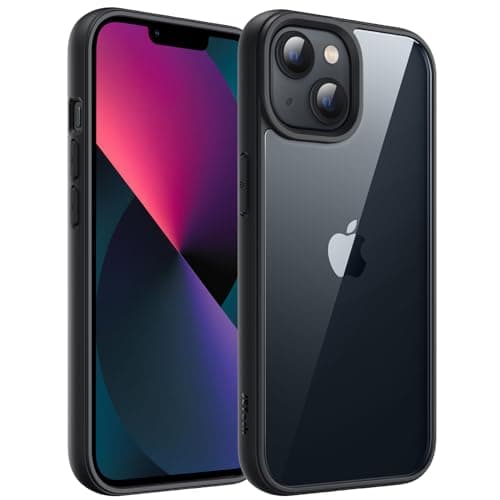 Image of JETech Case for iPhone 13 6.1-Inch, Shockproof Phone Bumper Cover, Solid Color Matte TPU Frame, Anti-Scratch Clear Back (Black)