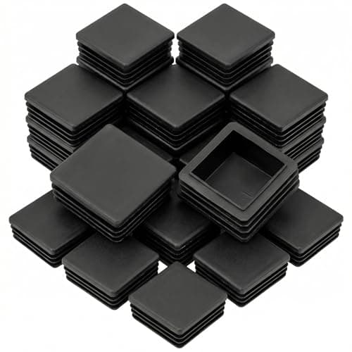 Image of QWORK® Square Plastic End Caps, Inner Plugs Square Ribbed Tube for Tables Desks Chairs Bed Furniture Foot Plug Steel Pipe Cover, 1.57” x 1.57” / 40x40mm, 20 PCS