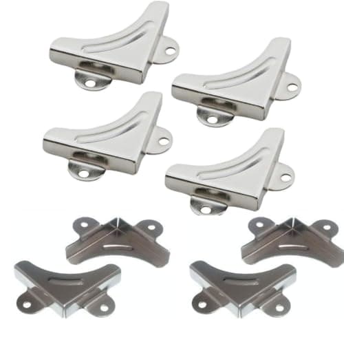 Image of 4 x Mirror Corner Brackets Nickel Wall mounting Hanging Gyms Bathrooms Angle Bracket Mirror Hanging Kit - Citystores