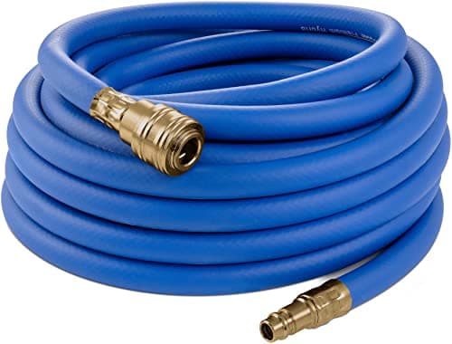 Image of Poppstar Compressed Air Line Hose 10 m (Hybrid PVC Polymer, Inner Diameter 9.2mm with Brass Couplings) up to 300 PSI Blue