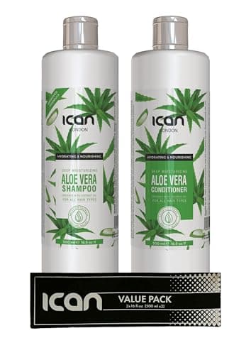 Image of ican London Aloe Vera Anti Dandruff, Itch Relief Shampoo & sulfate free Hydrating conditioner Sets 500ml x 2
