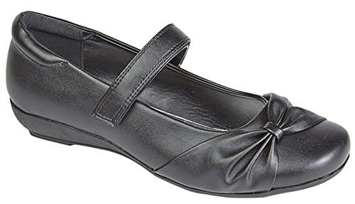 Image of Us Brass Girls Kids Touch Fastening Low Wedge School Bar Formal Shoes Size 13-5 - Black - UK 1