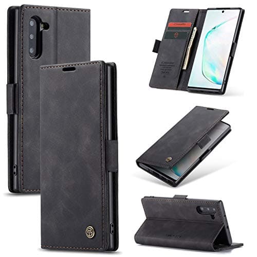 Image of Phernykas for Samsung Galaxy Note 10(Not for S10) Wallet Case with Card Holder, Kickstand RFID Blocking Magnetic Closure Shockproof Protective PU Leather Case for Note 10 Flip Case Wallet - Black
