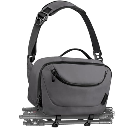 Image of TAAOKA Camera Sling Bag,Waterproof Camera Case with Tripod Holder,DSLR/SLR/Mirrorless Camera Bags Crossbody for Photographers (Grey)