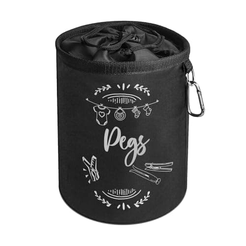 Image of Clothes Peg Bag for Washing Line with Hanger | Waterproof Peg Holder to Store up to 300 Pegs for Washing line | Clothes line Peg Bags with Hanging Clip & Drawstring Closure | Peg Bags for Washing Line