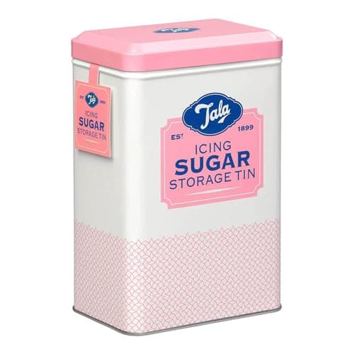 Image of Tala Originals Metal Pink and Cream Nostalgic Design Storage Tin, 18.5x18.5x19 cm | Holds a Full Bag of Icing Sugar | Stylish Kitchen Storage