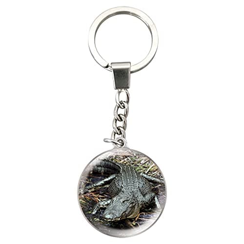 Image of Deluxebase Magnidome Crocodile Keychain – Crystal Glass Dome Animal Key Ring with Stainless Steel Chain, Cute Crocodile Key Holder for Fun Bag Charms and Novelty Gifts.