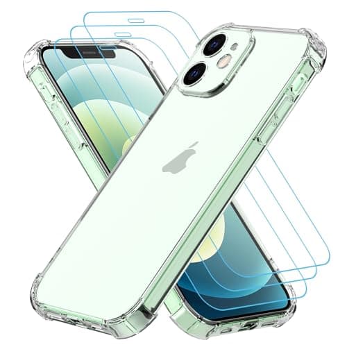 Image of Totill 4 in 1 Case for iPhone 12 mini with [3 Pack] Tempered Glass Screen Protectors, Crystal Clear Phone Cover, Scratchproof and Shockproof, Transparent Basic Case, 360° full protection