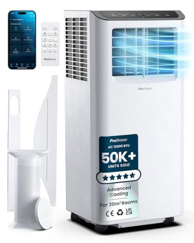 Image of Pro Breeze® 12000 BTU Portable Air Conditioner - Smart Home WiFi Compatible with 24-Hour Digital Timer, Smart Display & Window Venting Kit Included - Air Conditioning Unit for Home & Office